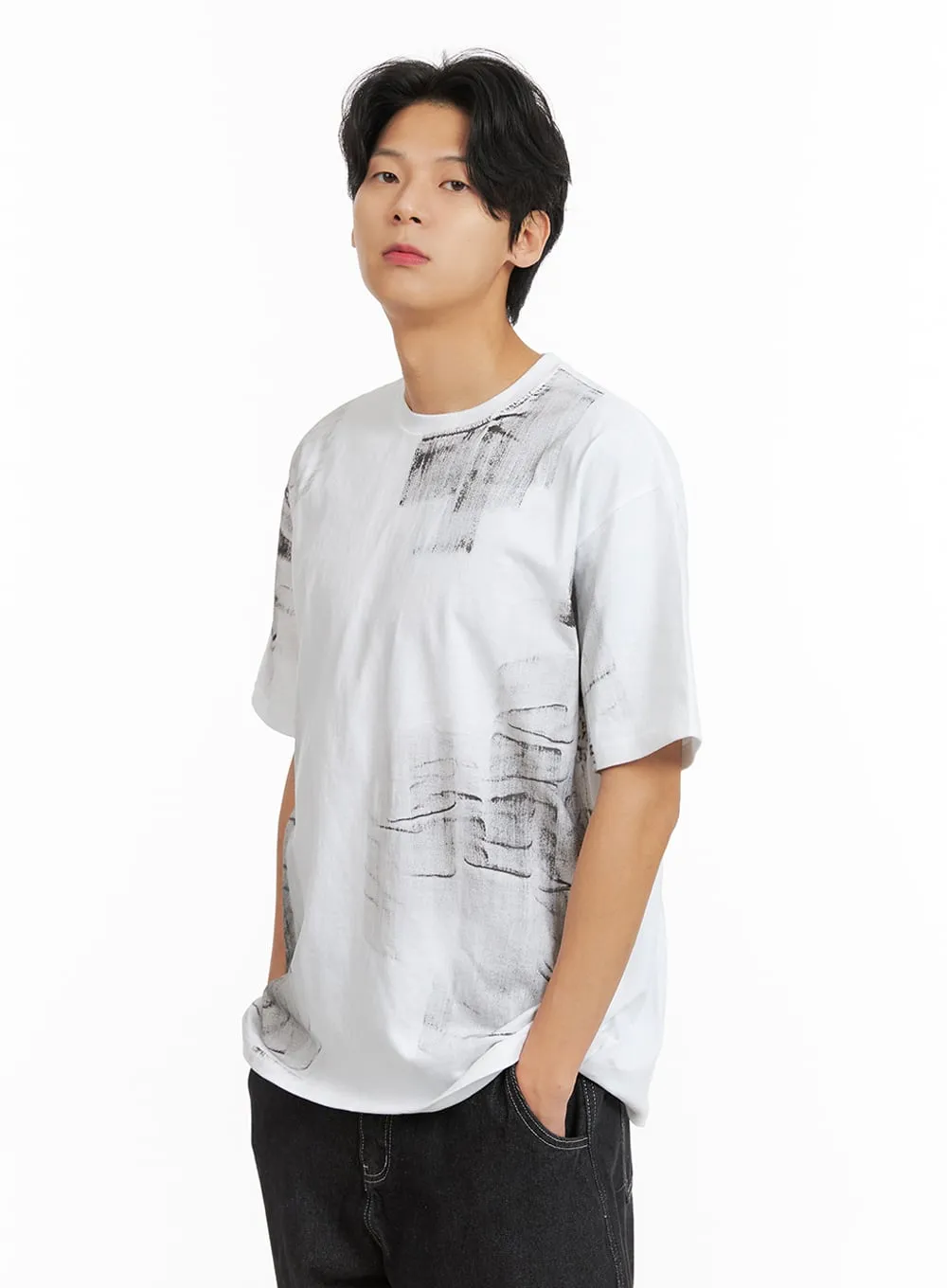 Men's Graphic Round Neck T-Shirt IA402