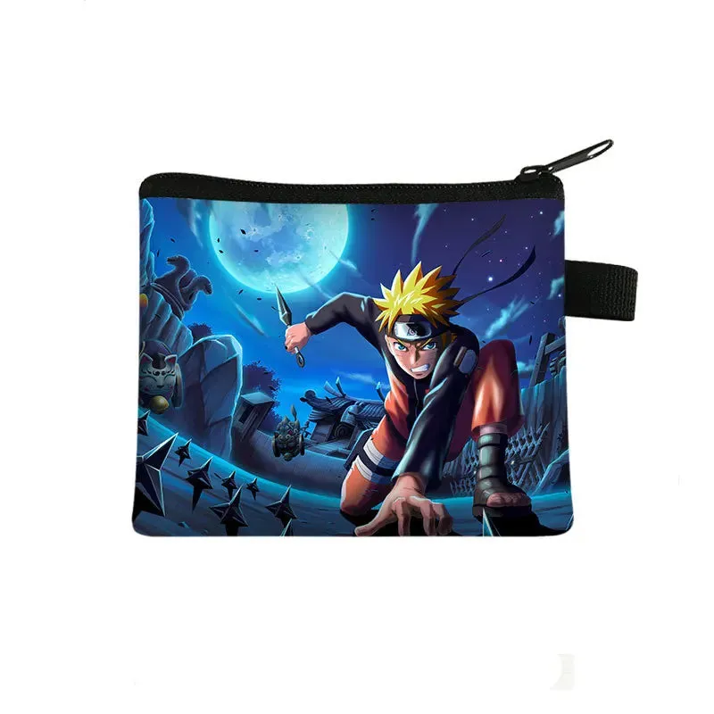 Naruto Men Women Childern Wallet Anime Uzumaki Cartoon Fashion Bank Card Key Coin Purse Print Adult Office Mini Storage Bag Gift