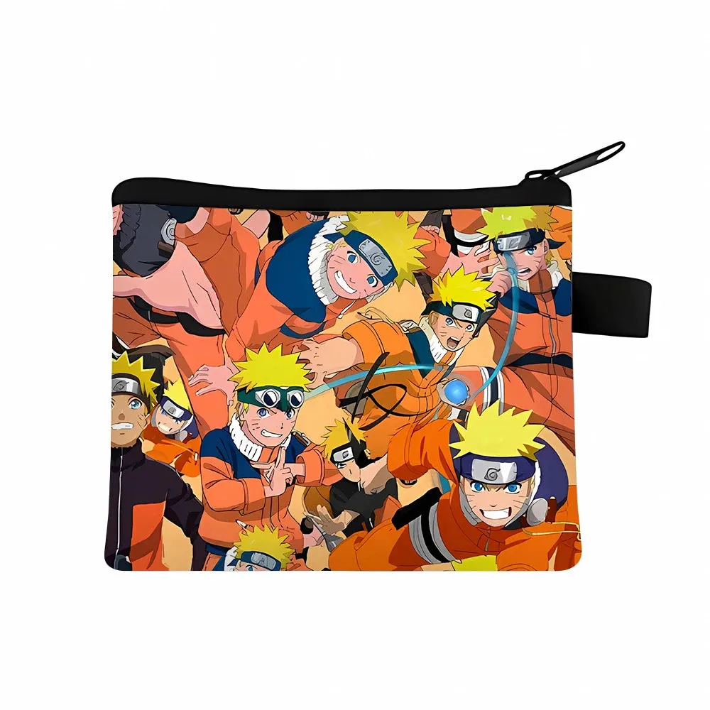 Naruto Men Women Childern Wallet Anime Uzumaki Cartoon Fashion Bank Card Key Coin Purse Print Adult Office Mini Storage Bag Gift