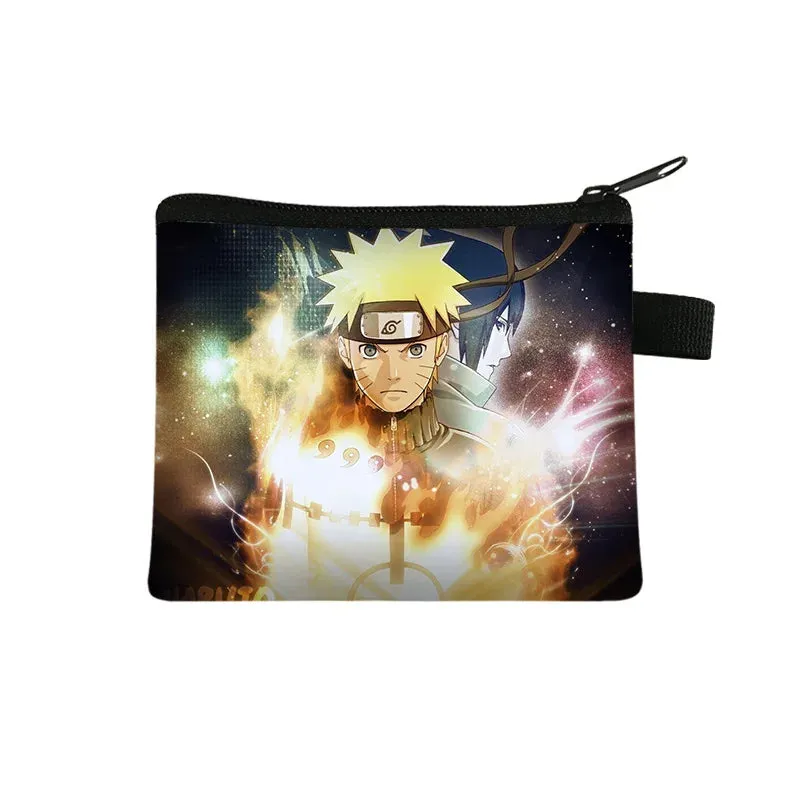 Naruto Men Women Childern Wallet Anime Uzumaki Cartoon Fashion Bank Card Key Coin Purse Print Adult Office Mini Storage Bag Gift