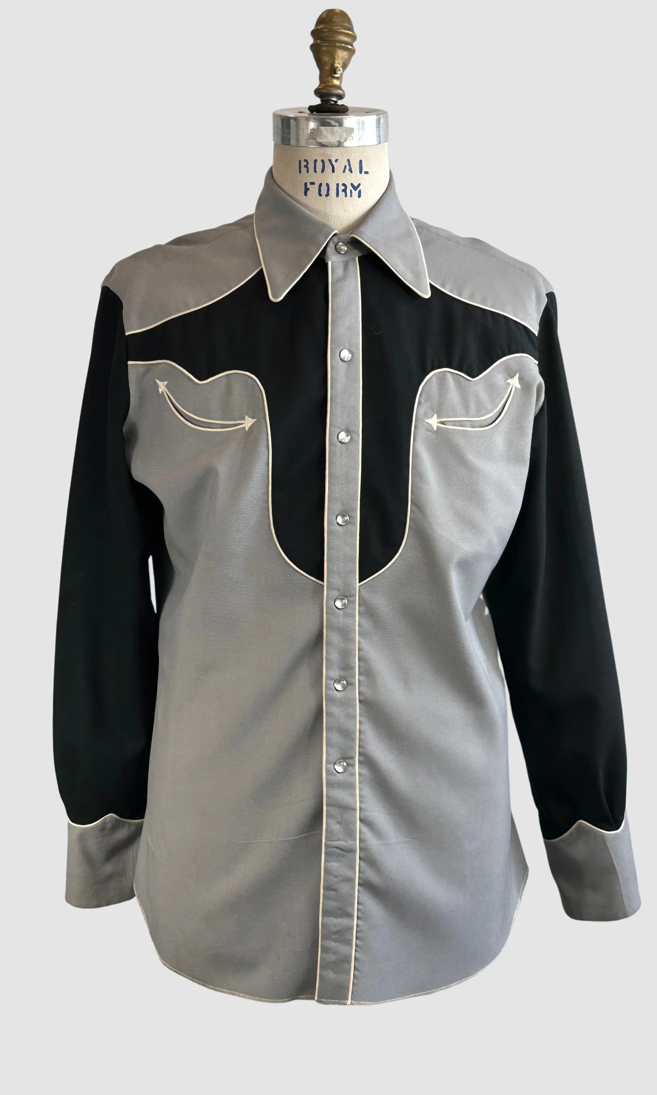 NATHAN TURK 50s Two Tone Western Shirt Mens Large