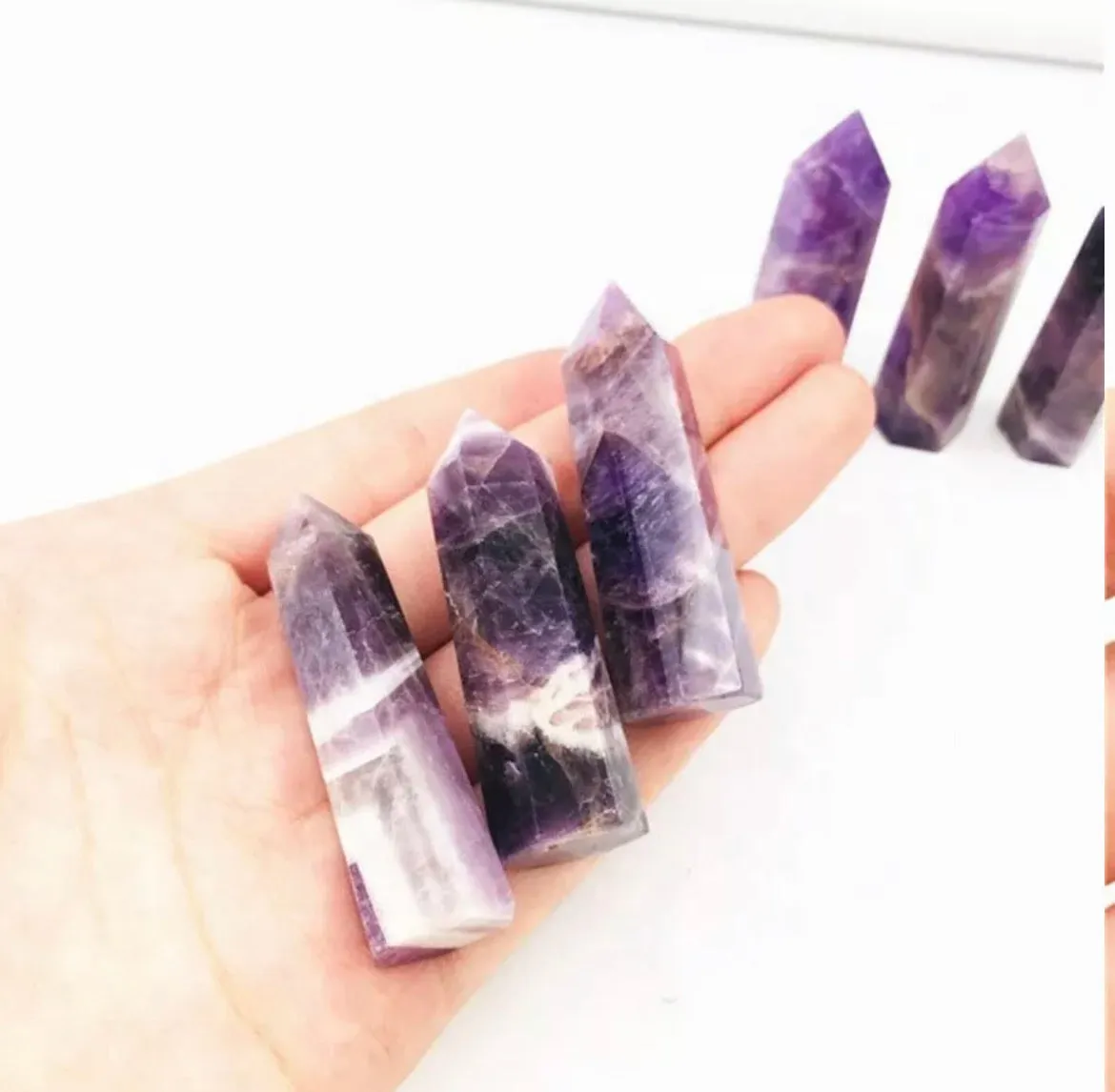 Natural Rock Dream Amethyst Quartz Crystal Point Wand Healing Stone Gift