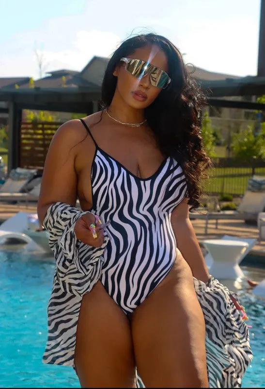 One-Piece Zebra Print Swimsuit