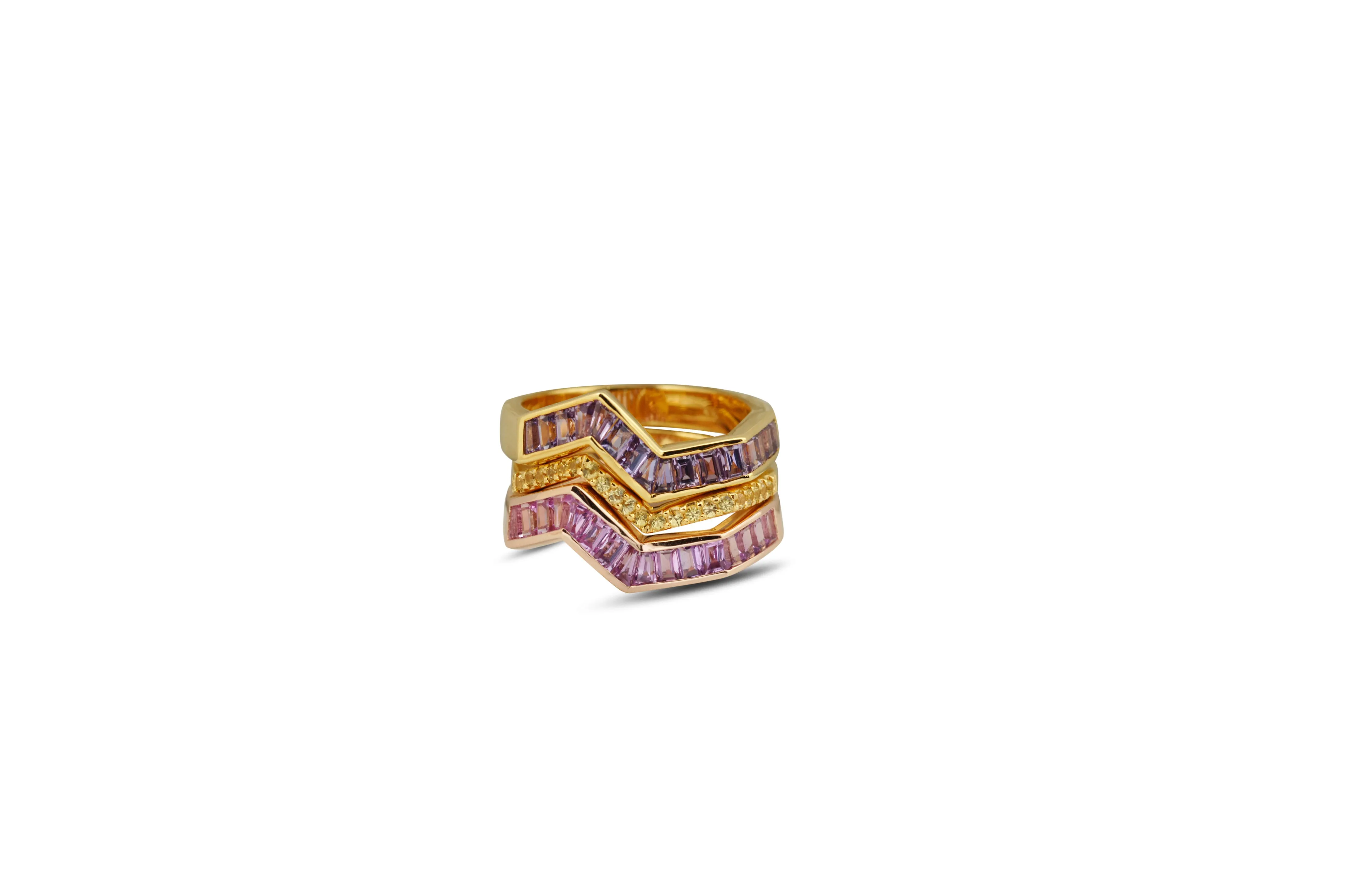 Origami Ziggy Ring (Purple Sapphire, Pink Sapphire, Yellow Sapphire)