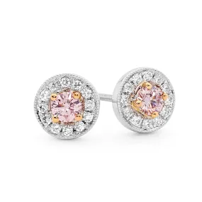 Pink Diamond Halo Earrings