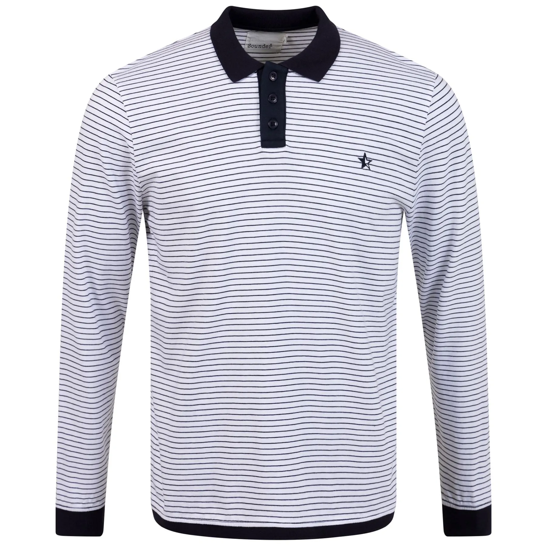 Play Well LS Polo Off White/Deep Navy Pin Stripe - SS23