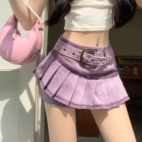 Purple Mini Buckle Skirt