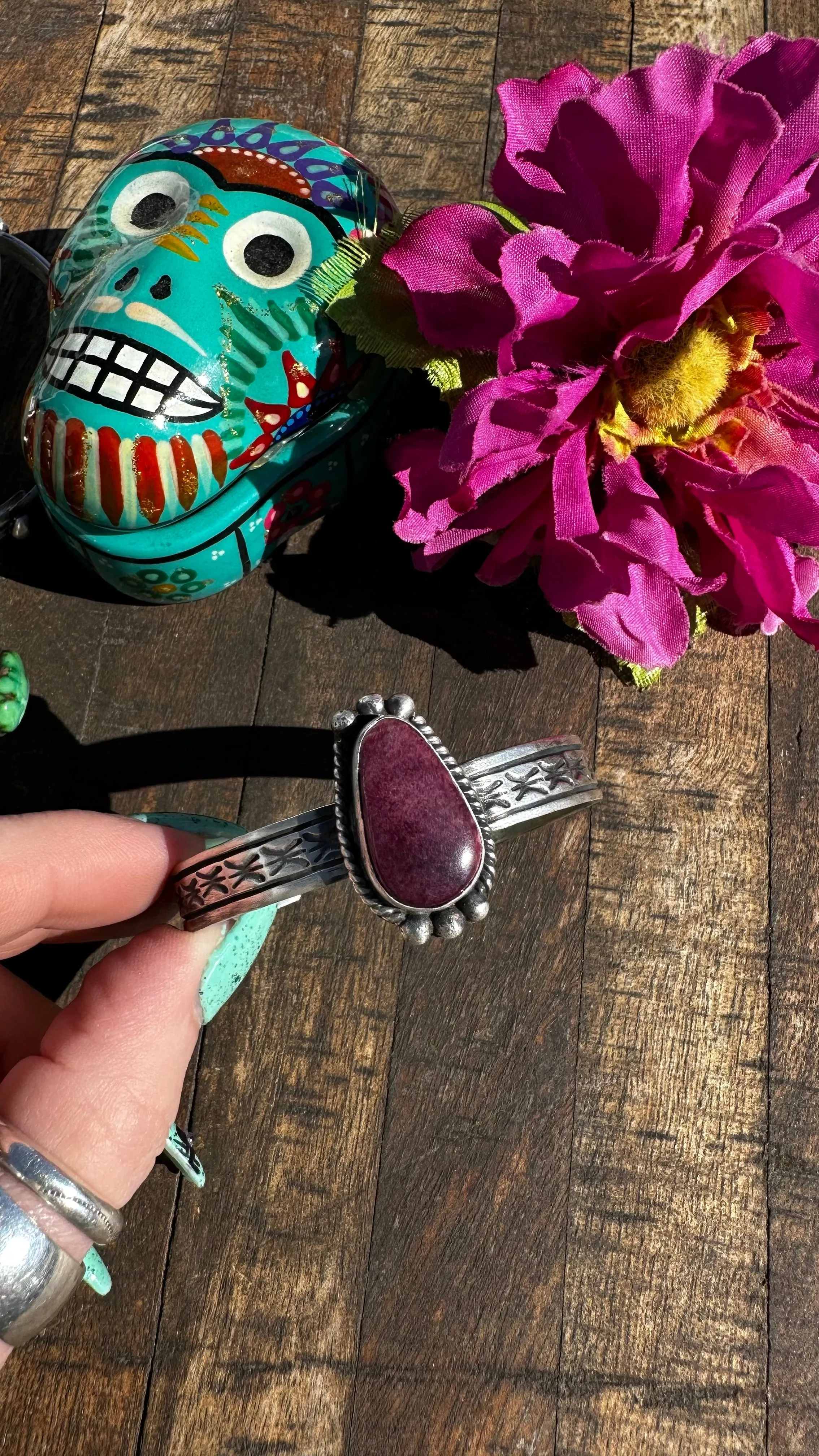 Purple Spiny Stamped Cuff #2