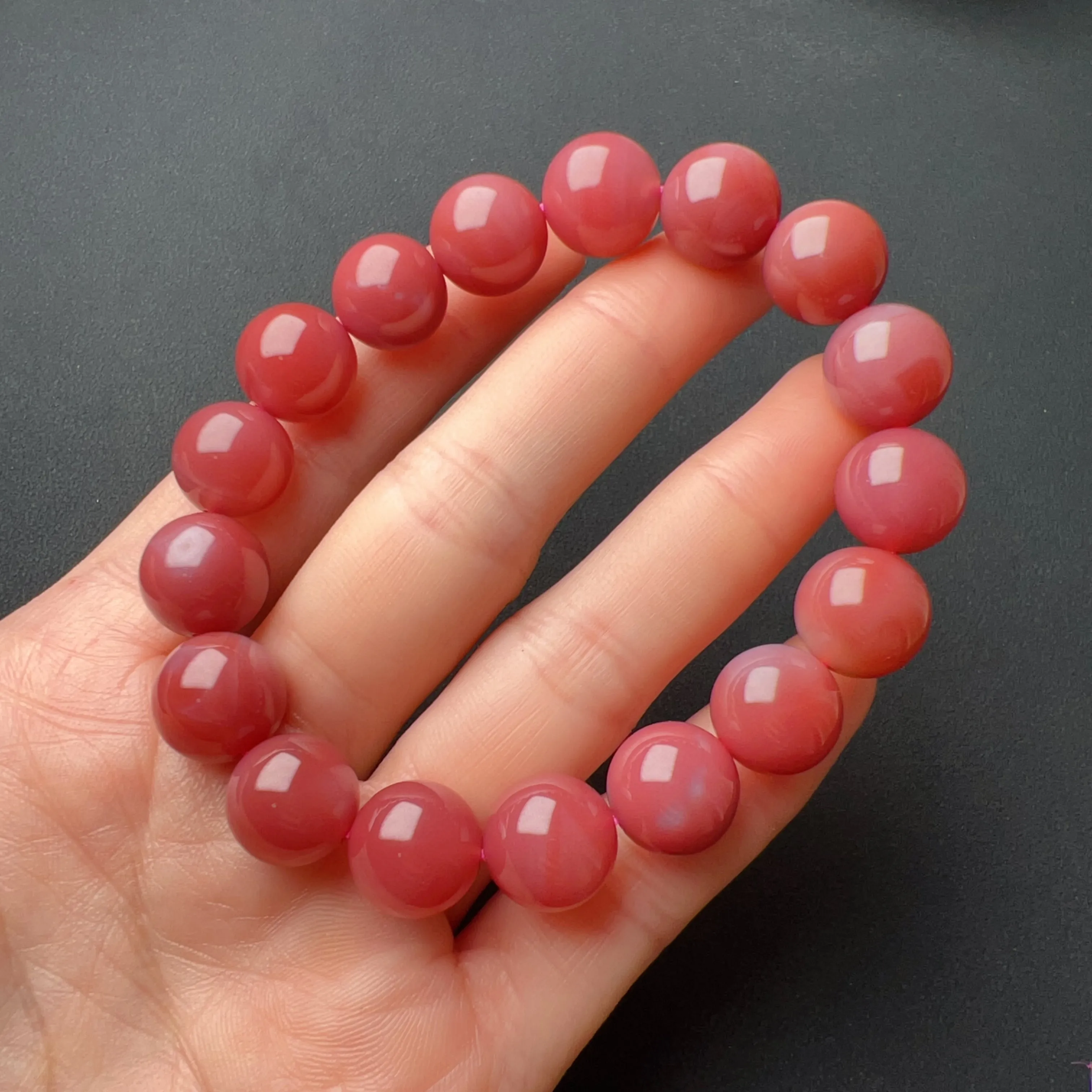 Rare Large Beads 12.4mm Purple Red Natural Yanyuan Agate Bracelet Heart Chakra Healing Jewelry Stone of Strength