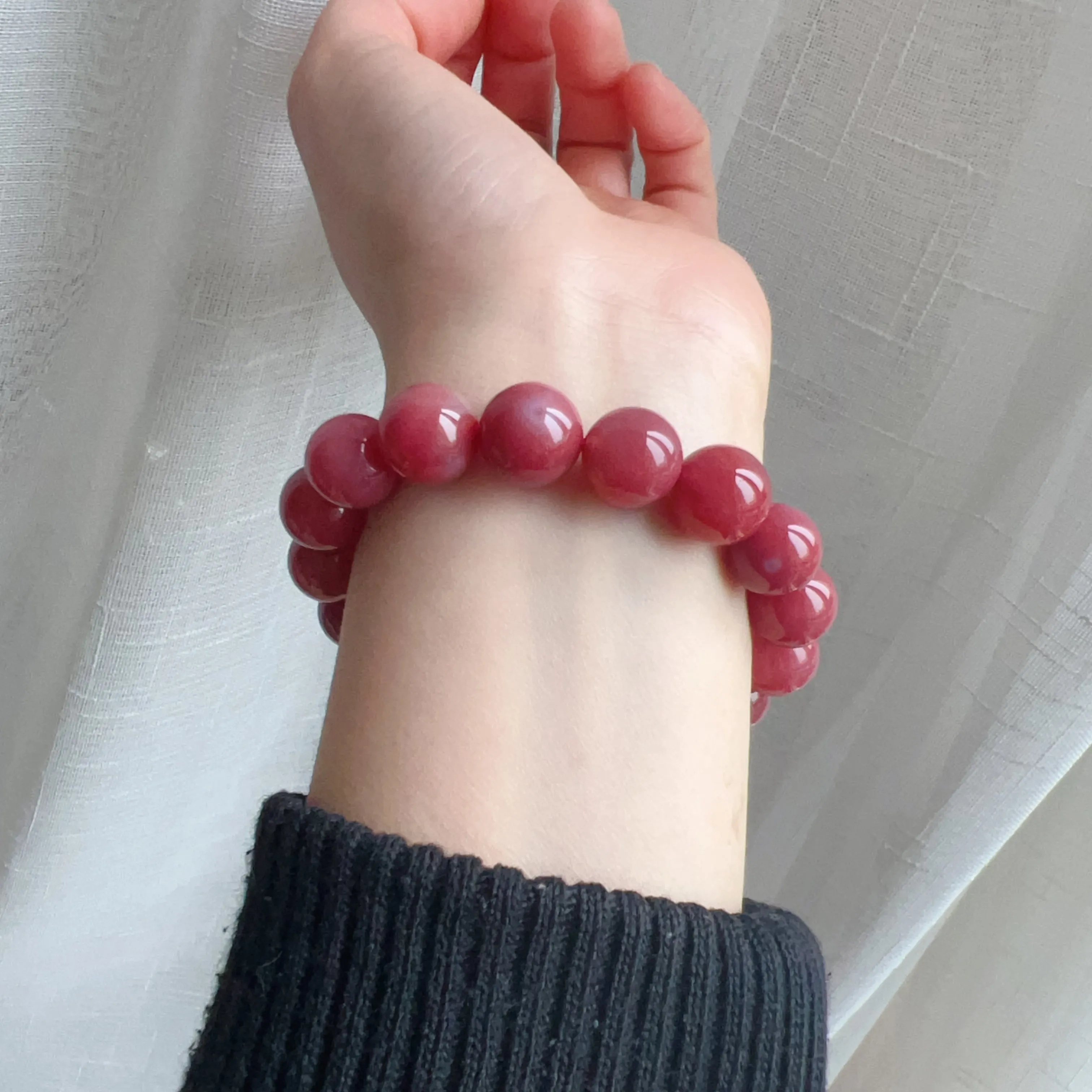 Rare Large Beads 12.4mm Purple Red Natural Yanyuan Agate Bracelet Heart Chakra Healing Jewelry Stone of Strength