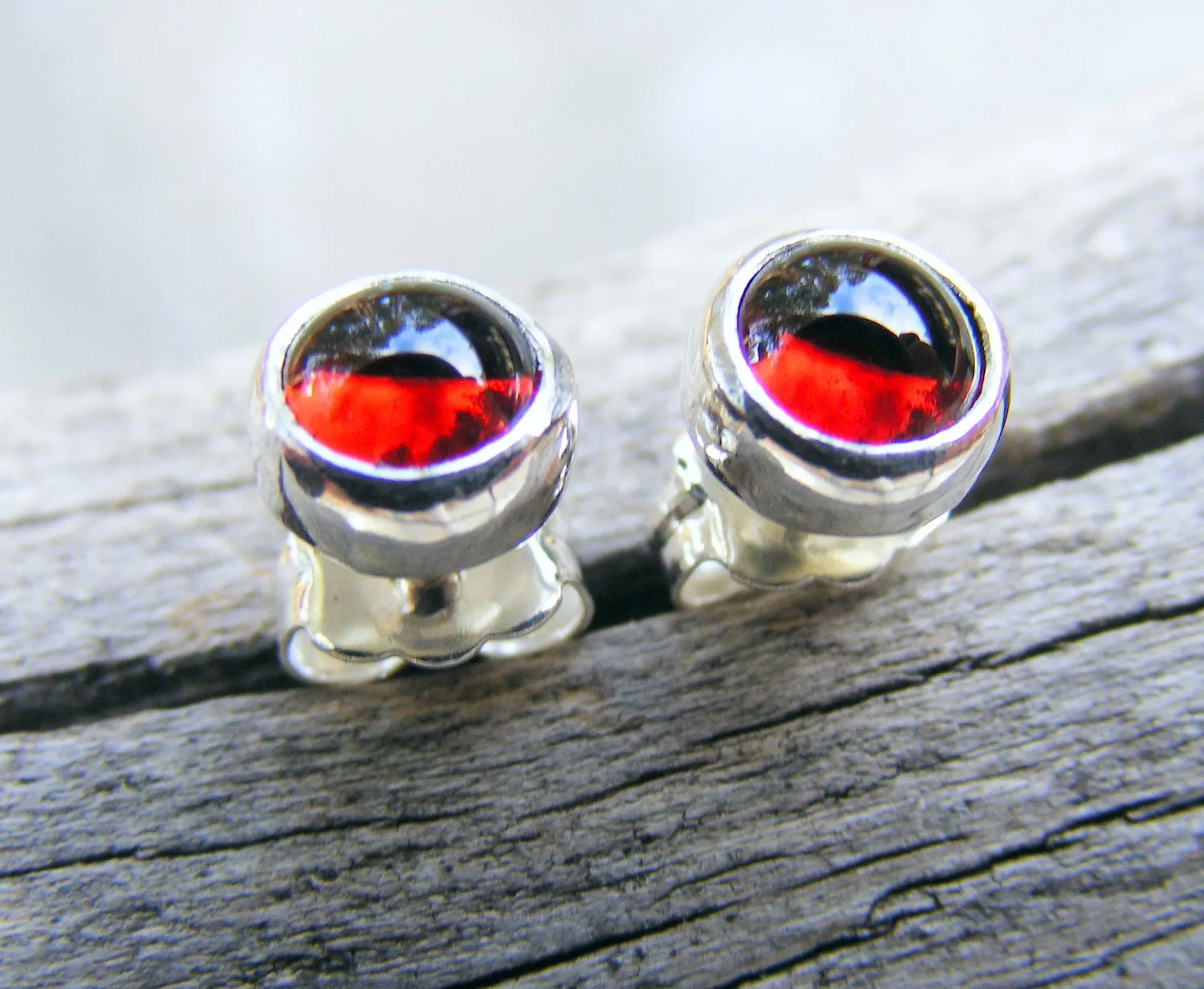 Red Garnet Stud Post Sterling Silver Earrings,  Rhodolite Garnet Gemstone Earrings,  January Birthstone Jewelry,  Helene's Dreams