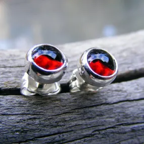 Red Garnet Stud Post Sterling Silver Earrings,  Rhodolite Garnet Gemstone Earrings,  January Birthstone Jewelry,  Helene's Dreams