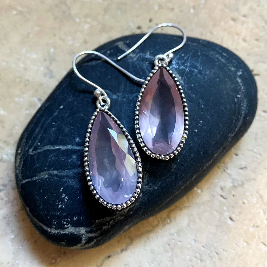 Rose Quartz Teardrop Earrings - Paradis