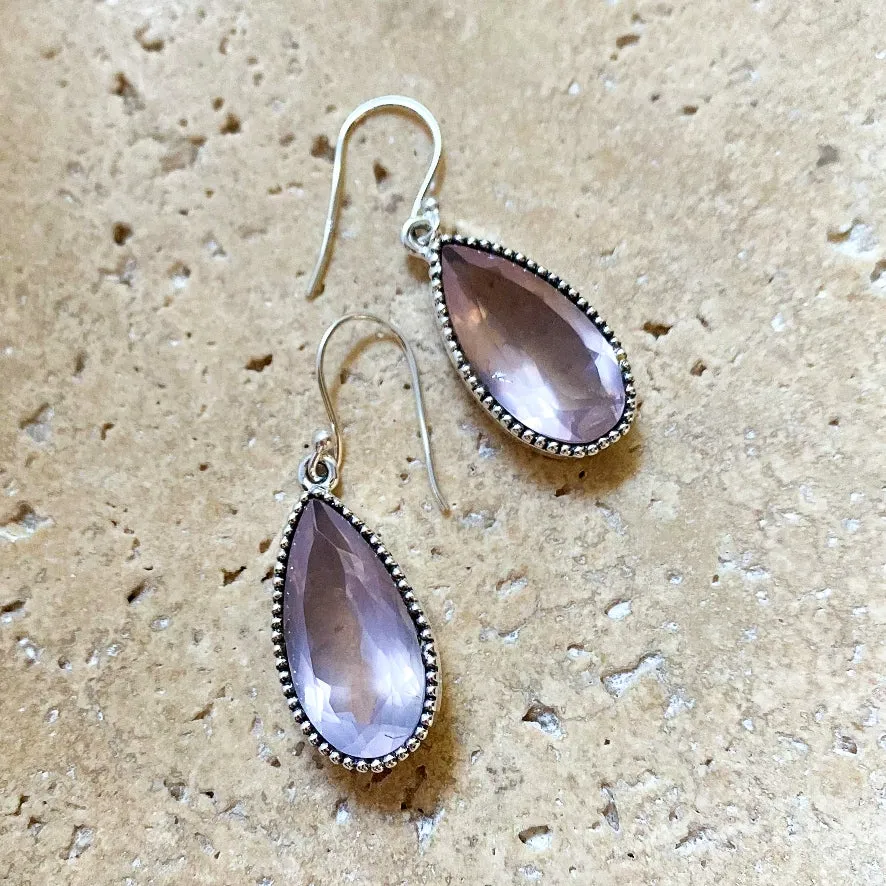 Rose Quartz Teardrop Earrings - Paradis