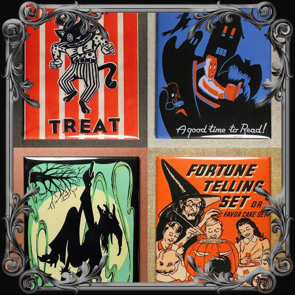 Set of 4 Halloween Themed Fridge Magnets