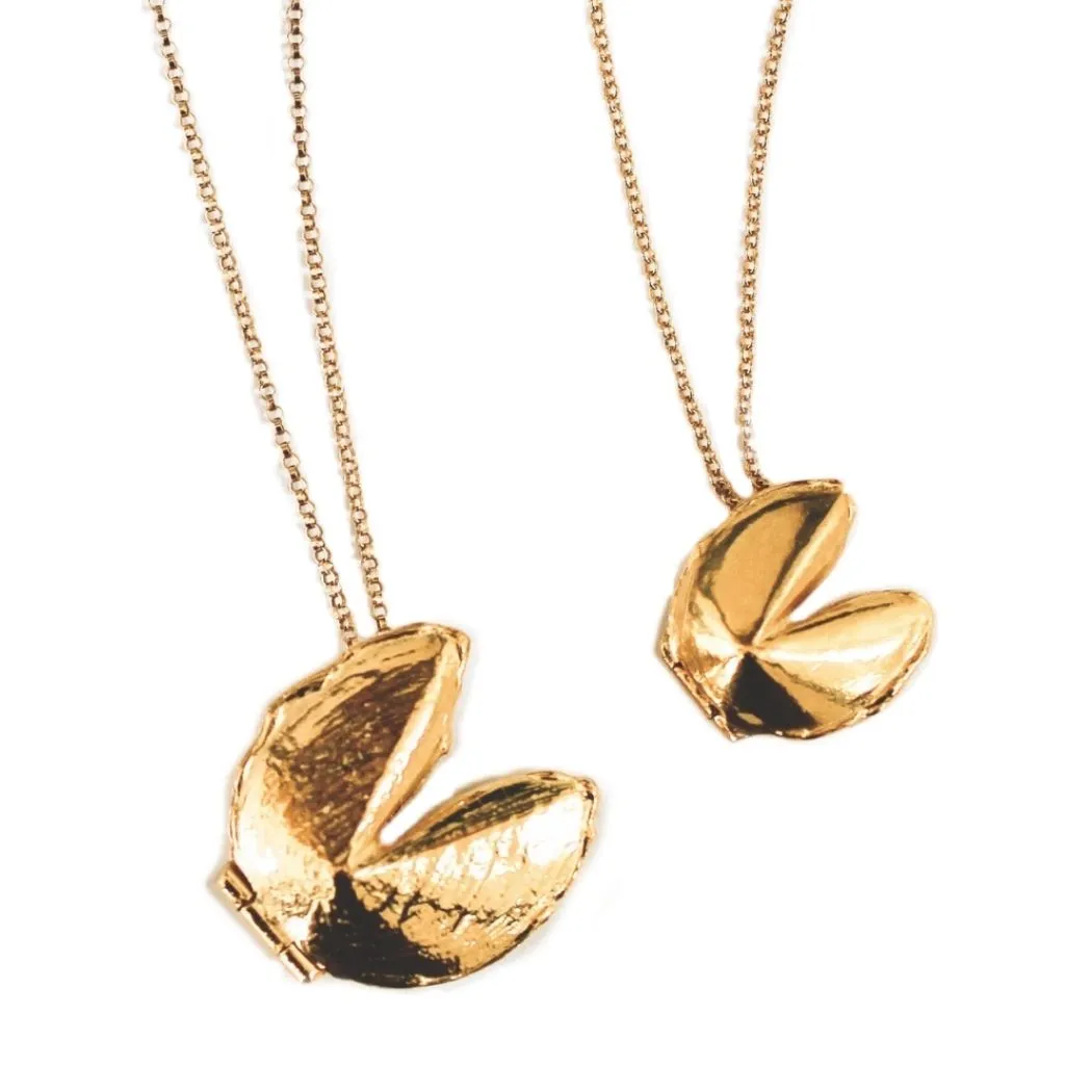 Signature and Medium Fortune Cookie Locket Gift Set - Gold