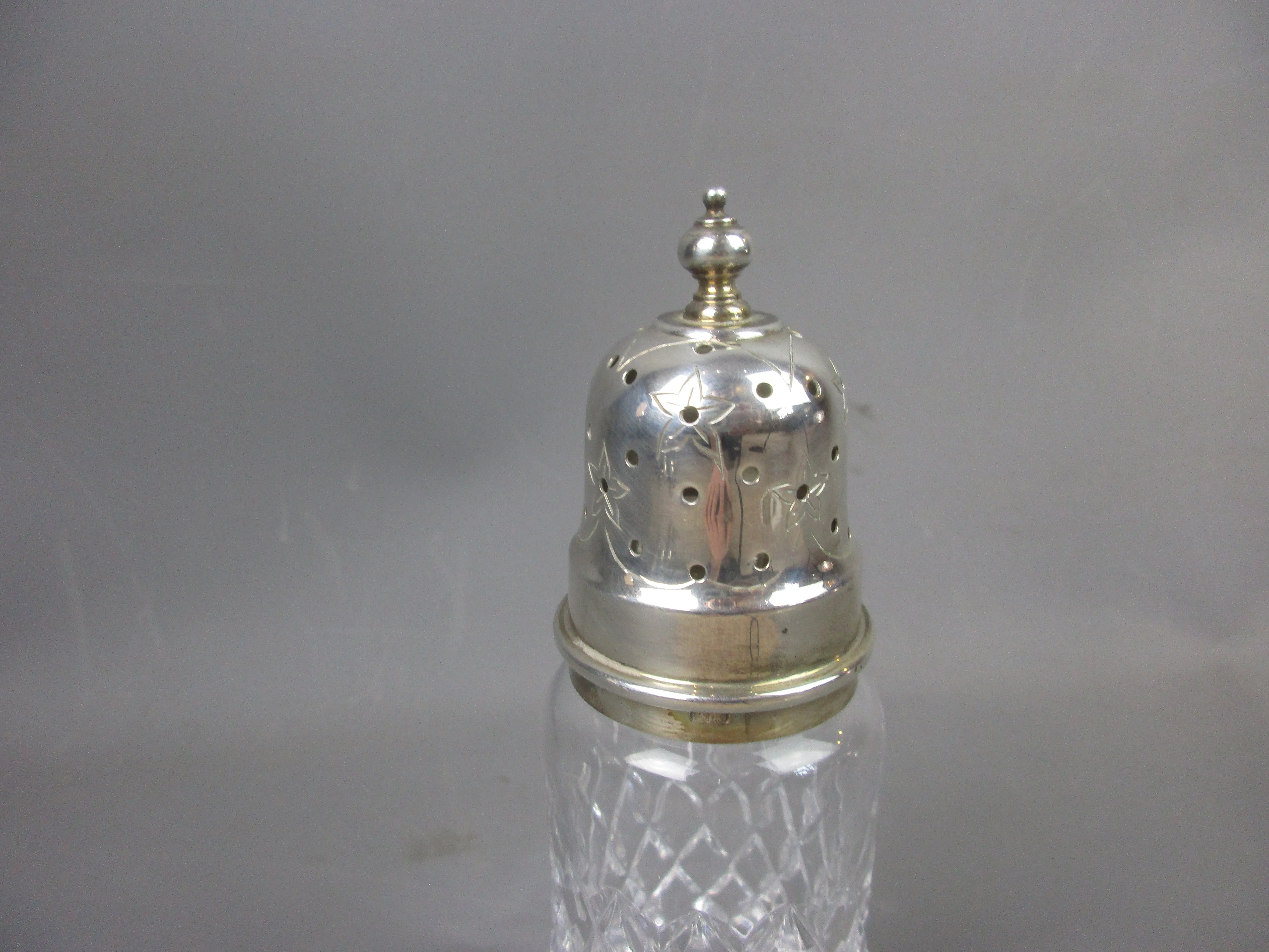 Sterling Silver & Cut Glass Sugar Sifter Vintage 1980 Birmingham