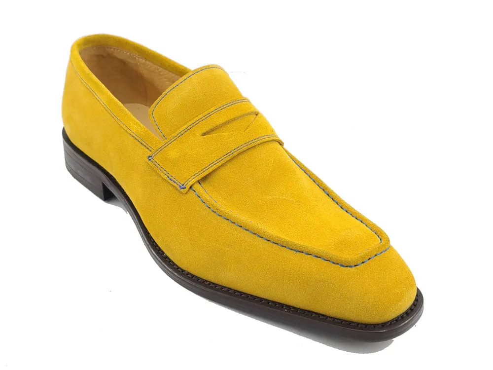 Suede Penny Loafer with contrast color stitching