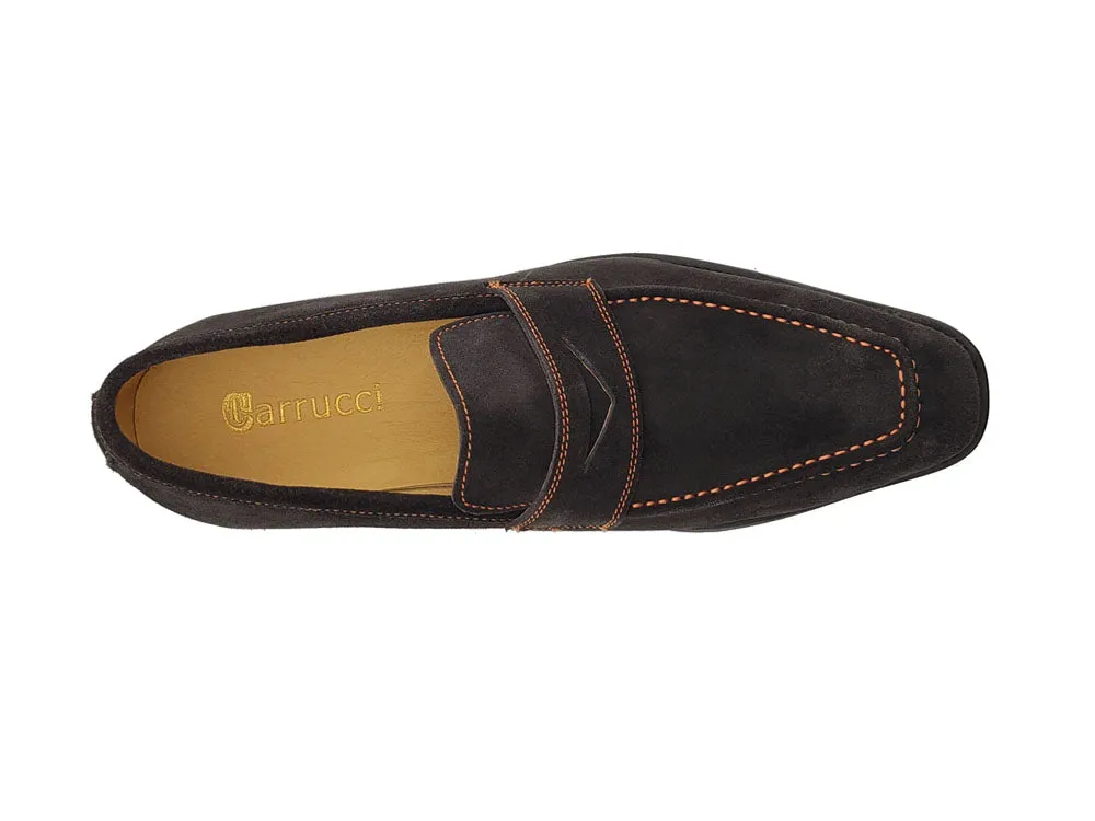 Suede Penny Loafer with contrast color stitching