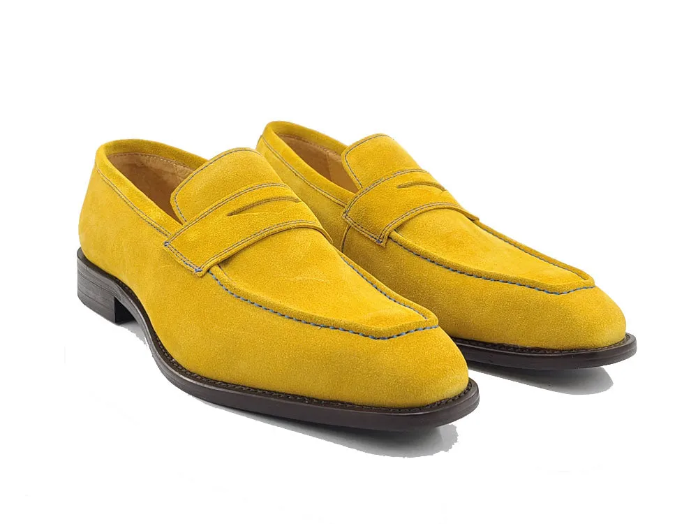 Suede Penny Loafer with contrast color stitching