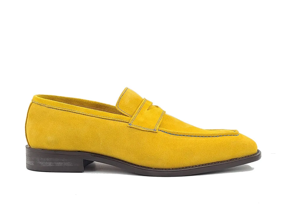 Suede Penny Loafer with contrast color stitching