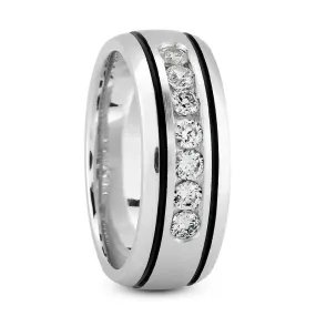 TYR Men's Diamond Wedding Ring 8MM Band Round Cut Channel Set in Platinum  9 pointer E Color VS1 Clarity By Mike Nekta NYC  Size 12