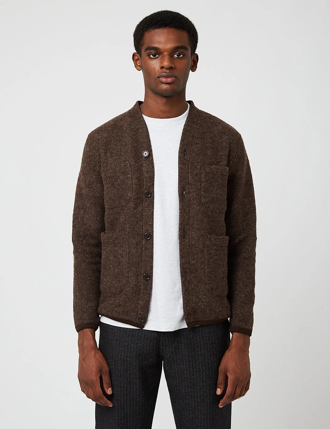 Universal Works Cardigan (Wool Fleece) - Brown