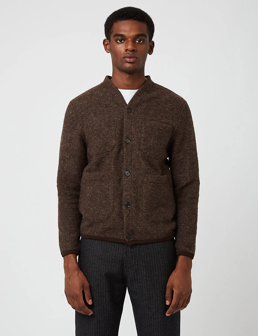 Universal Works Cardigan (Wool Fleece) - Brown