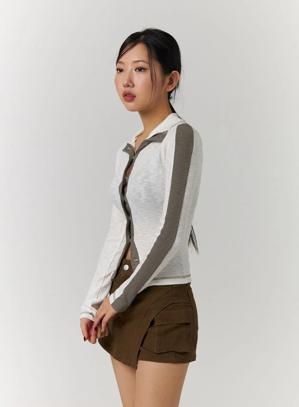 V-Neck Button-Up Cardigan CD329