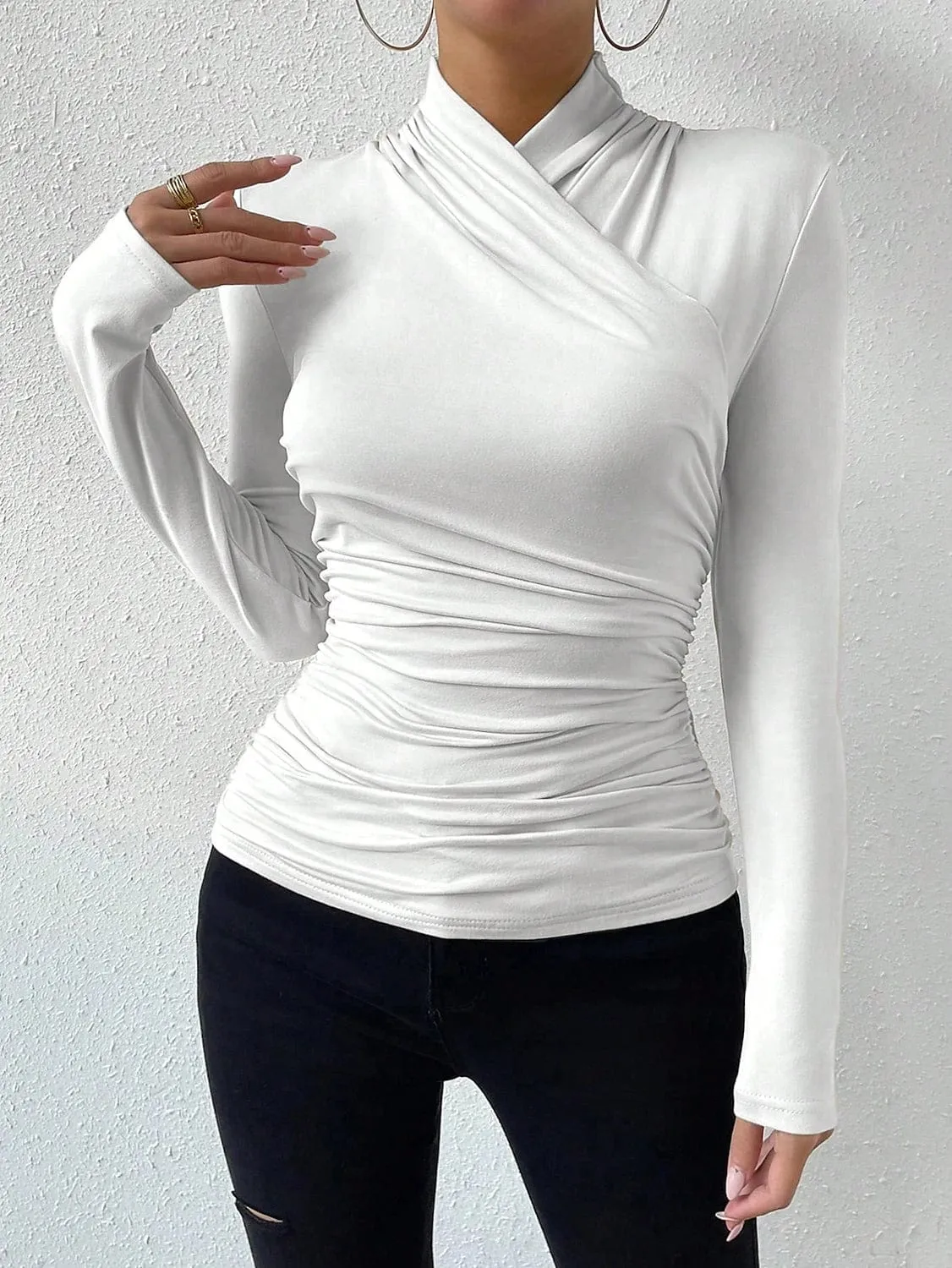 Velvet Women's Long Sleeve V-Neck T-Shirt in Black, White, or Orange