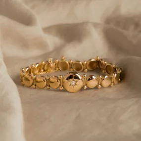 Victorian 10K Rose Gold Diamond Button Link Bracelet