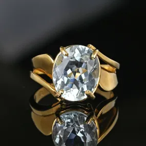 Vintage 14K Gold Bold 2.5 Carat Aquamarine Ring