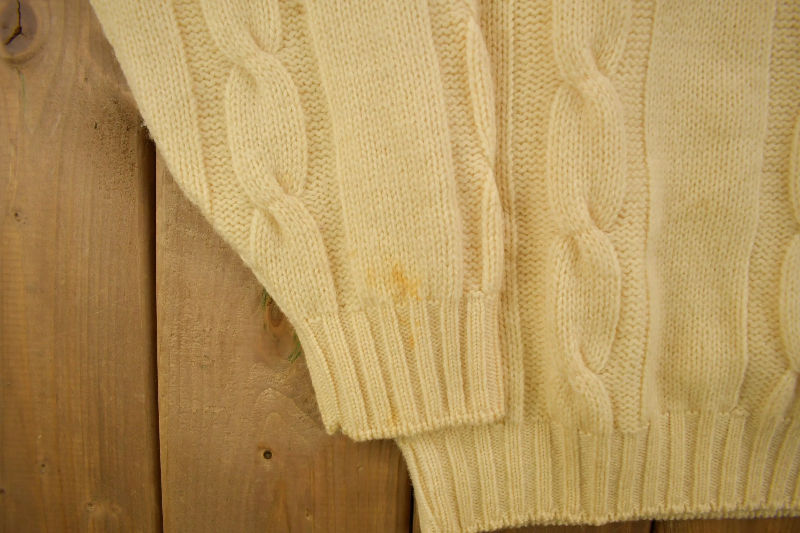 Vintage 1970s Towncraft Penneys Cable Knit Mockneck Sweater / True Vintage / Virgin Wool / Streetwear