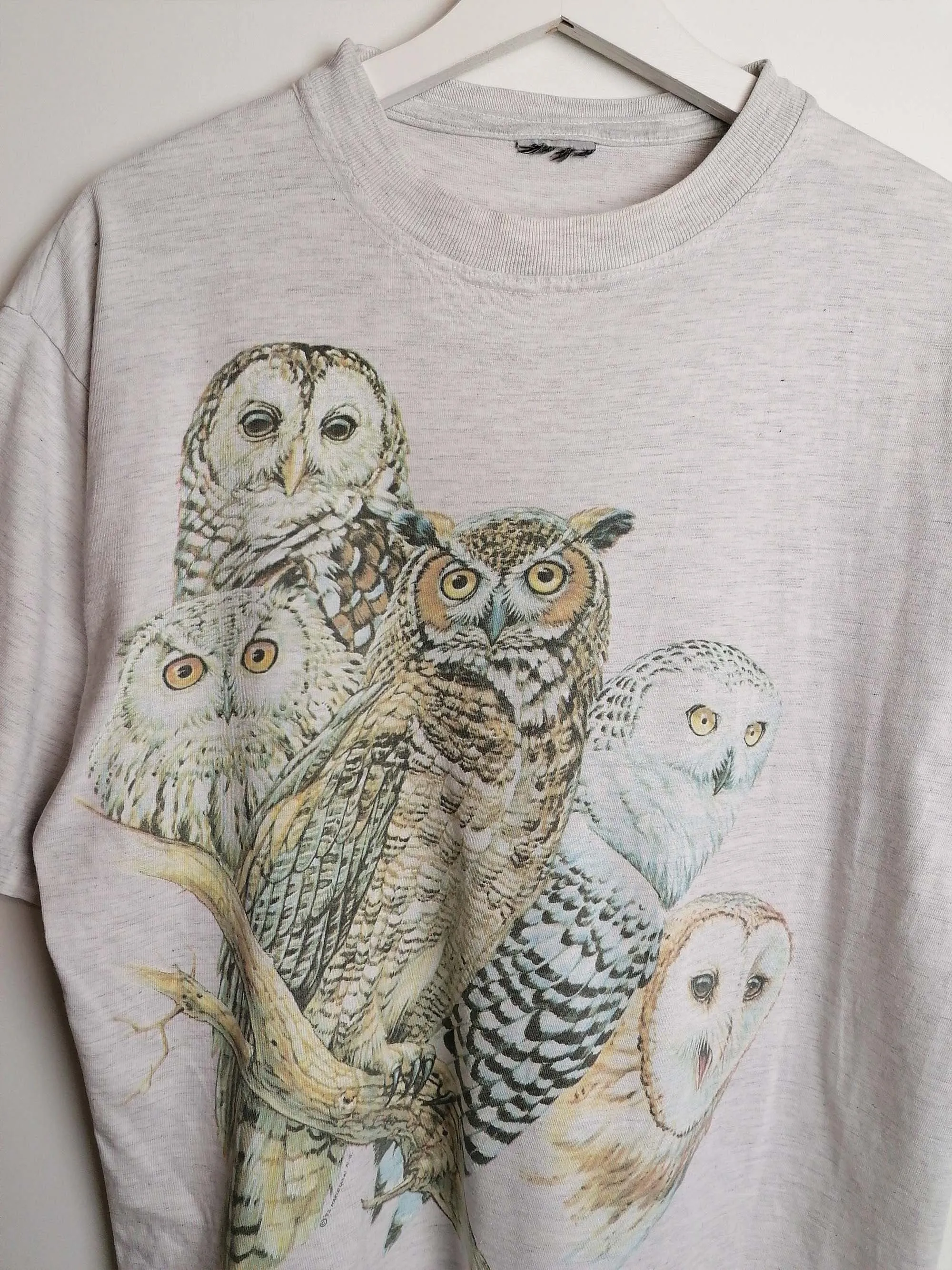 Vintage 90's BIOLCHINI Owls Print T-shirt - size M-L