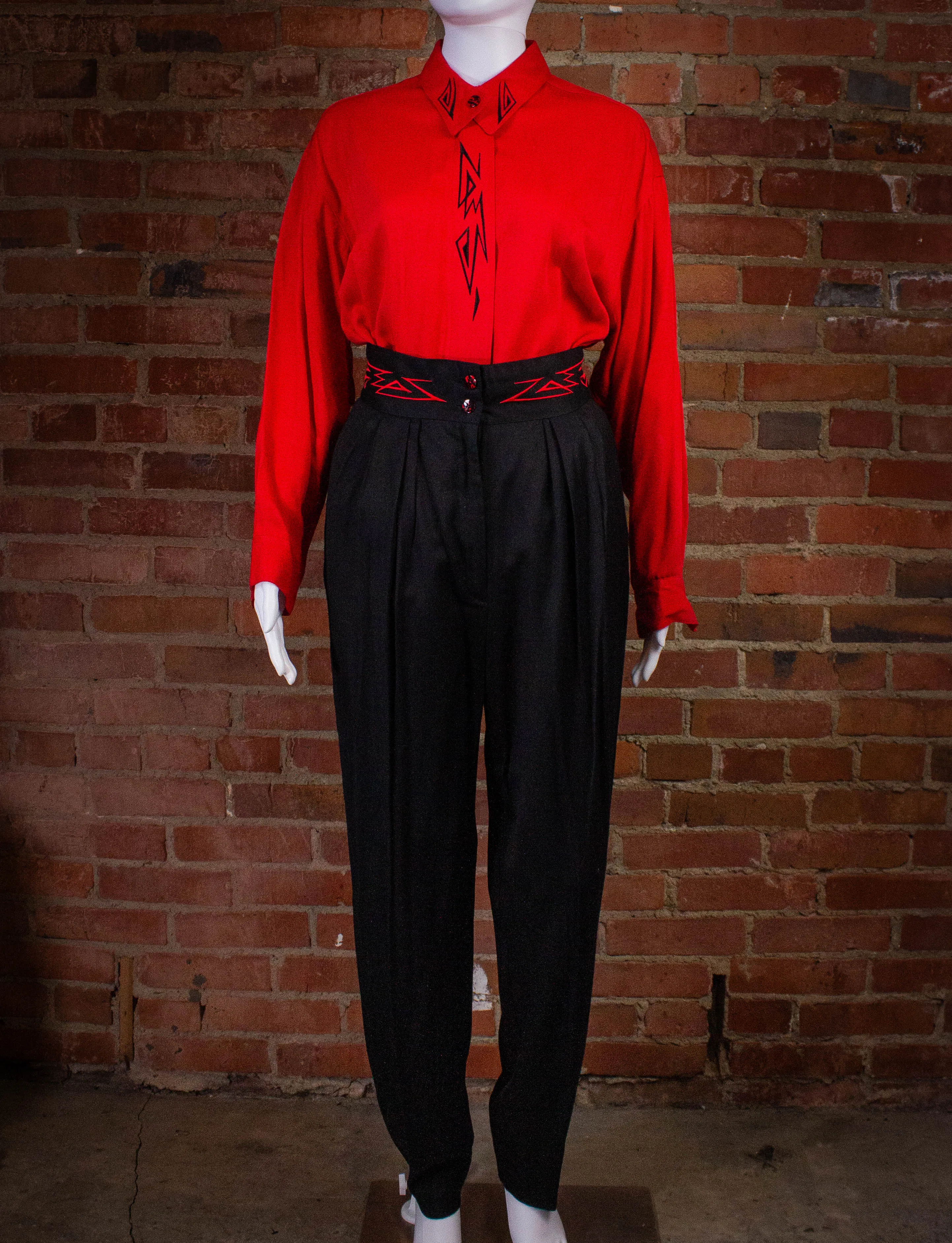 Vintage Cache 3 Piece Red and Black Set 80s