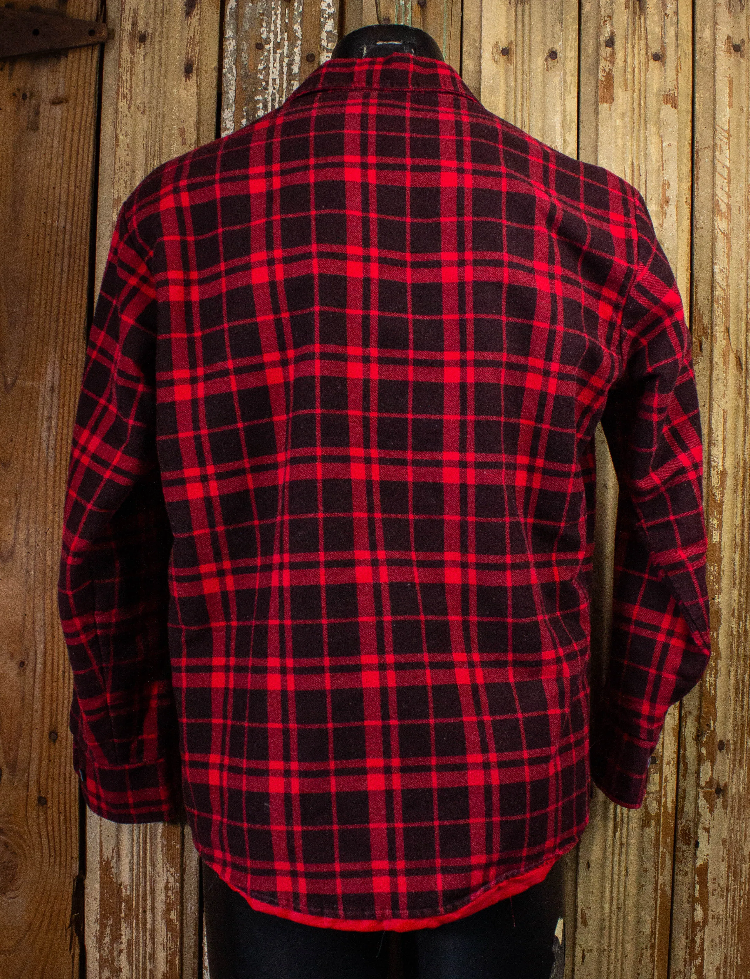 Vintage Fieldmaster Plaid Quilt Lined Flannel Shirt Red/Black Large