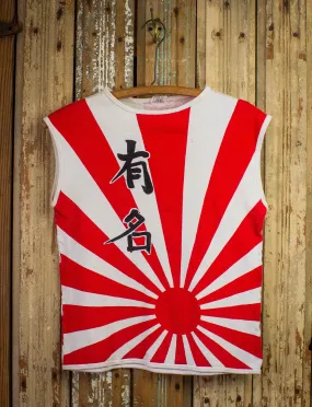 Vintage Japanese Rising Sun Flag Graphic Muscle Shirt 80s Red and White Small